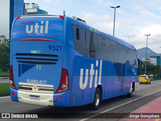 UTIL - União Transporte Interestadual de Luxo 9521 na cidade de Rio de Janeiro, Rio de Janeiro, Brasil, por Jorge Gonçalves. Número da foto: #9006583.