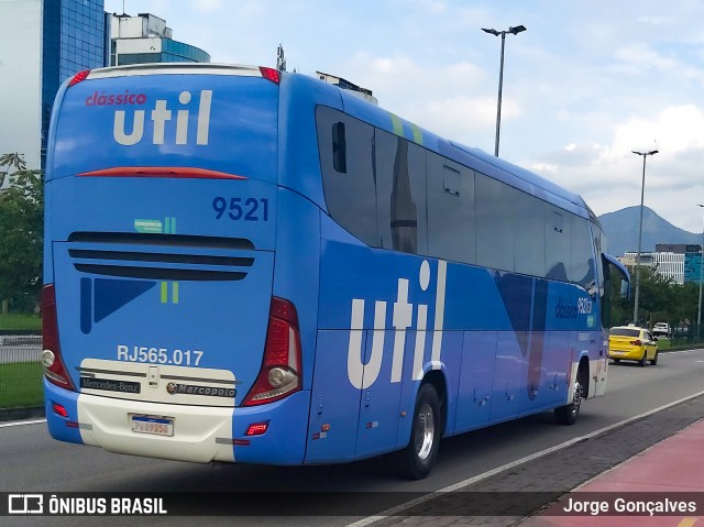 UTIL - União Transporte Interestadual de Luxo 9521 na cidade de Rio de Janeiro, Rio de Janeiro, Brasil, por Jorge Gonçalves. ID da foto: 9006583.