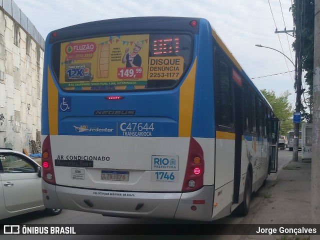 Viação Redentor C47644 na cidade de Rio de Janeiro, Rio de Janeiro, Brasil, por Jorge Gonçalves. ID da foto: 9006568.