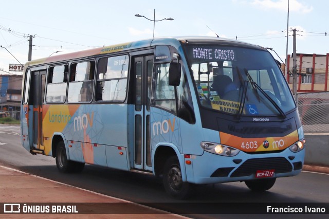 TCGL - Transportes Coletivos Grande Londrina 4603 na cidade de Londrina, Paraná, Brasil, por Francisco Ivano. Número da foto: #9010219.