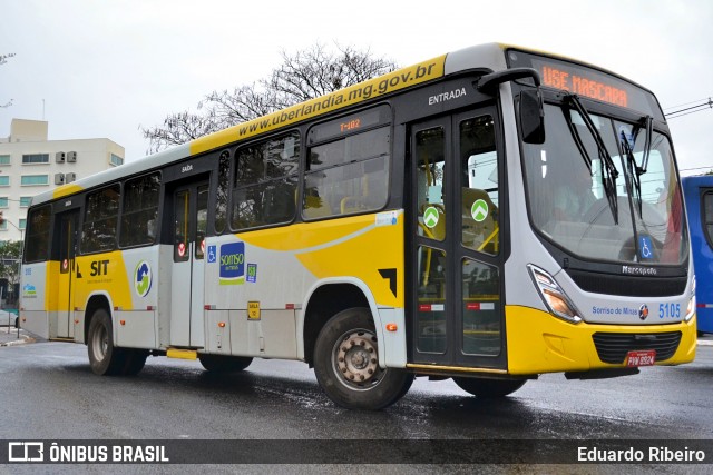 Viação Sorriso de Minas 5105 na cidade de Uberlândia, Minas Gerais, Brasil, por Eduardo Ribeiro. ID da foto: 9011467.