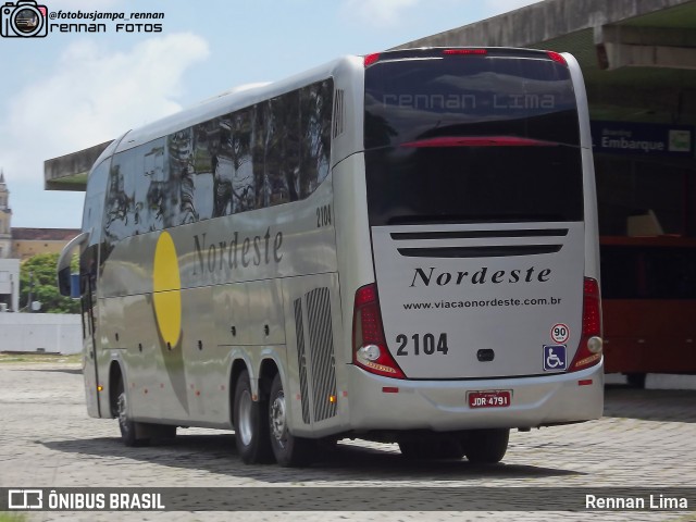 Viação Nordeste 2104 na cidade de João Pessoa, Paraíba, Brasil, por Rennan Lima. ID da foto: 9011534.