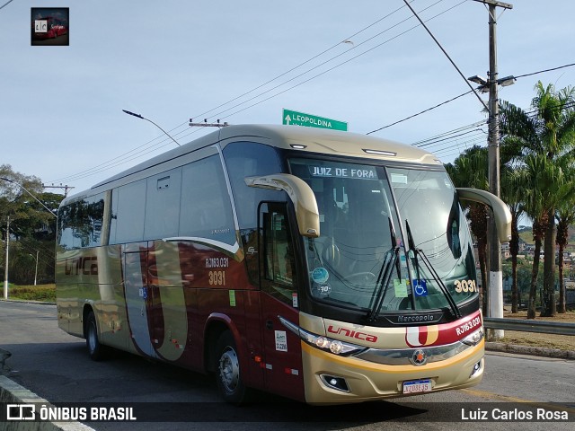 Transportes Única Petrópolis 3031 na cidade de Juiz de Fora, Minas Gerais, Brasil, por Luiz Carlos Rosa. ID da foto: 9014756.