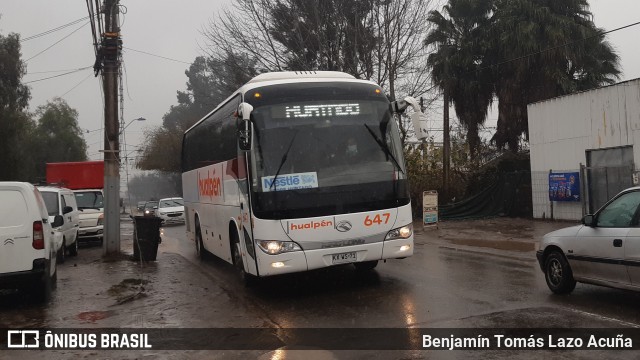 Buses Hualpén 647 na cidade de Padre Hurtado, Talagante, Metropolitana de Santiago, Chile, por Benjamín Tomás Lazo Acuña. ID da foto: 9023979.