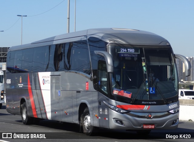 Empresa de Ônibus Pássaro Marron 45.006 na cidade de São Paulo, São Paulo, Brasil, por Diego K420 . ID da foto: 9029817.