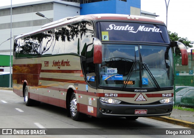 Santa Maria Fretamento e Turismo 520 na cidade de São Paulo, São Paulo, Brasil, por Diego K420 . ID da foto: 9029891.