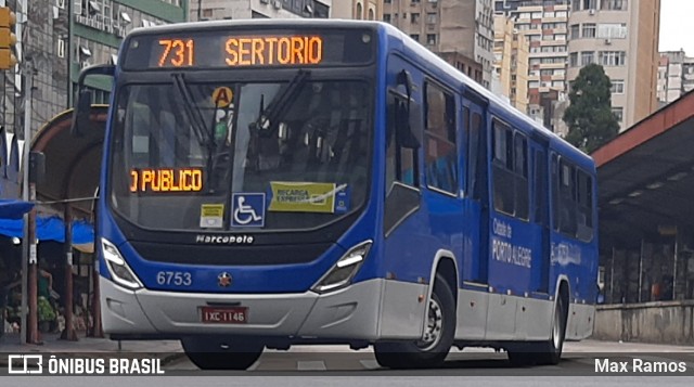 SOPAL - Sociedade de Ônibus Porto-Alegrense Ltda. 6753 na cidade de Porto Alegre, Rio Grande do Sul, Brasil, por Max Ramos. Número da foto: #9036356.