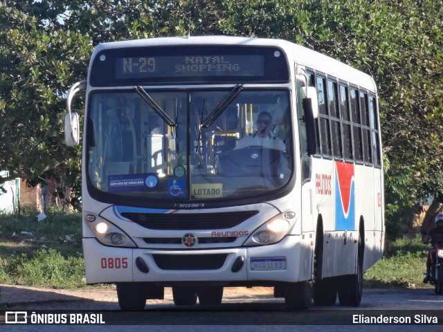 Reunidas Transportes Urbanos 0805 na cidade de Natal, Rio Grande do Norte, Brasil, por Elianderson Silva. ID da foto: 8961172.