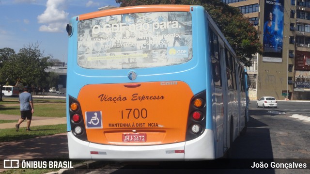 VEB - Viação Expresso Brasília 1700 na cidade de Brasília, Distrito Federal, Brasil, por João Gonçalves. ID da foto: 8963792.