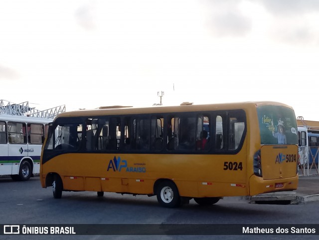 AVP - Auto Viação Paraíso 5024 na cidade de Aracaju, Sergipe, Brasil, por Matheus dos Santos. ID da foto: 8965031.