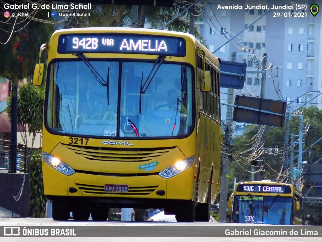 Auto Ônibus Três Irmãos 3217 na cidade de Jundiaí, São Paulo, Brasil, por Gabriel Giacomin de Lima. ID da foto: 8969661.