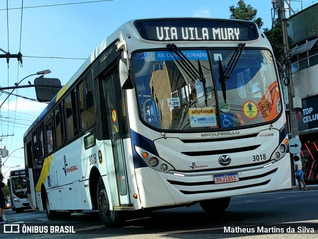 Viação Pinheiral 3018 na cidade de Volta Redonda, Rio de Janeiro, Brasil, por Matheus Martins da Silva. ID da foto: 8971746.