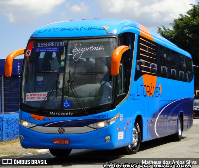 Litorânea Transportes Coletivos 5102 na cidade de São Paulo, São Paulo, Brasil, por Matheus dos Anjos Silva. ID da foto: 8978991.