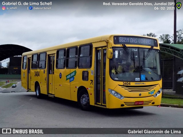 Auto Ônibus Três Irmãos 3404 na cidade de Jundiaí, São Paulo, Brasil, por Gabriel Giacomin de Lima. ID da foto: 9069683.