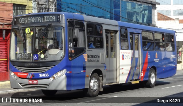 Viação Atual 38.833 na cidade de São Paulo, São Paulo, Brasil, por Diego K420 . ID da foto: 9069837.