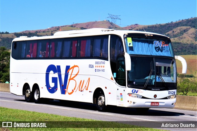 GV Bus Transportes e Turismo 0526 na cidade de Roseira, São Paulo, Brasil, por Adriano Duarte. ID da foto: 9073233.