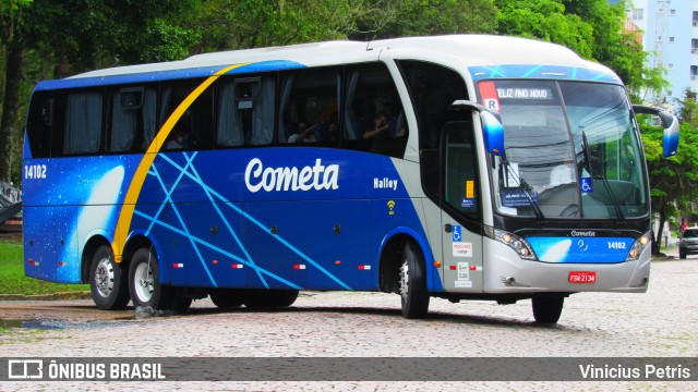 Viação Cometa 14102 na cidade de Joinville, Santa Catarina, Brasil, por Vinicius Petris. ID da foto: 9074729.