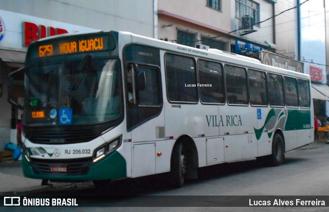 Viação Vila Rica RJ 206.032 na cidade de Nova Iguaçu, Rio de Janeiro, Brasil, por Lucas Alves Ferreira. ID da foto: 9078975.