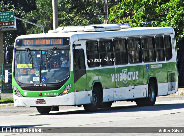 Viação Vera Cruz RJ 205.154 na cidade de Rio de Janeiro, Rio de Janeiro, Brasil, por Valter Silva. ID da foto: 9077189.