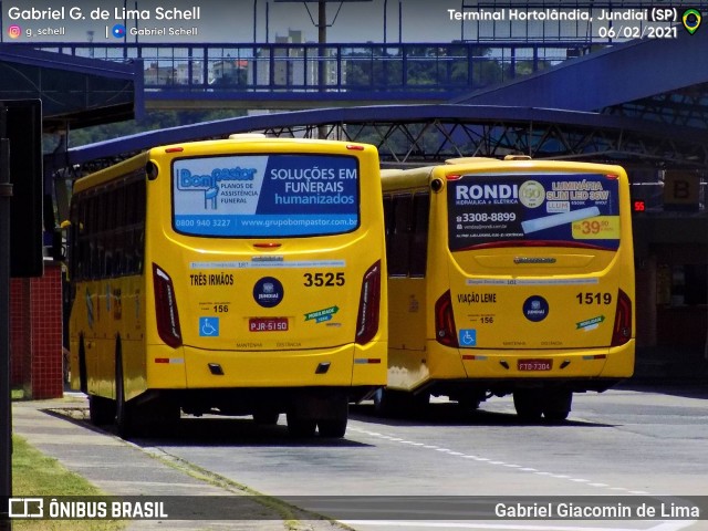 Auto Ônibus Três Irmãos 3525 na cidade de Jundiaí, São Paulo, Brasil, por Gabriel Giacomin de Lima. ID da foto: 9093673.