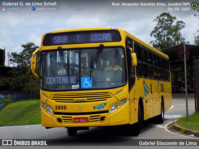 Viação Jundiaiense 2806 na cidade de Jundiaí, São Paulo, Brasil, por Gabriel Giacomin de Lima. Número da foto: #9093657.