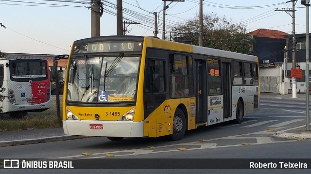 Viação Metrópole Paulista - Zona Leste 3 1465 na cidade de São Paulo, São Paulo, Brasil, por Roberto Teixeira. ID da foto: 9099442.