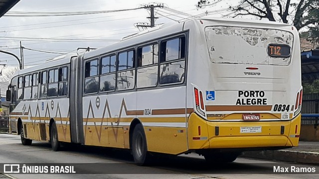 Companhia Carris Porto-Alegrense 0834 na cidade de Porto Alegre, Rio Grande do Sul, Brasil, por Max Ramos. ID da foto: 9100711.