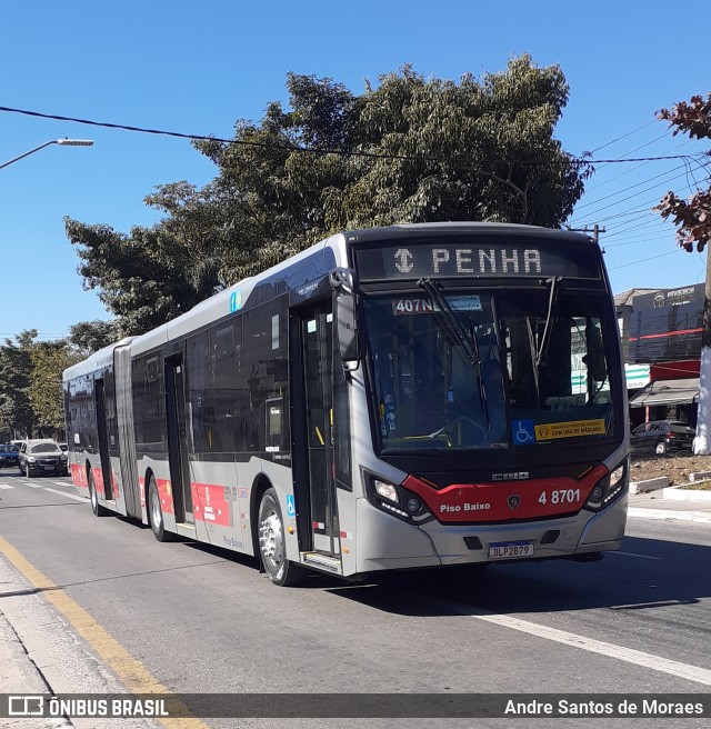 Express Transportes Urbanos Ltda 4 8701 na cidade de São Paulo, São Paulo, Brasil, por Andre Santos de Moraes. ID da foto: 9107989.