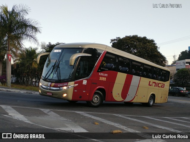 Transportes Única Petrópolis 3055 na cidade de Juiz de Fora, Minas Gerais, Brasil, por Luiz Carlos Rosa. ID da foto: 9114017.