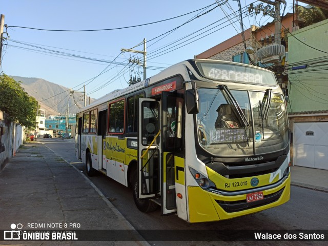 Viação Nilopolitana RJ 123.015 na cidade de Nova Iguaçu, Rio de Janeiro, Brasil, por Walace dos Santos. ID da foto: 9112845.