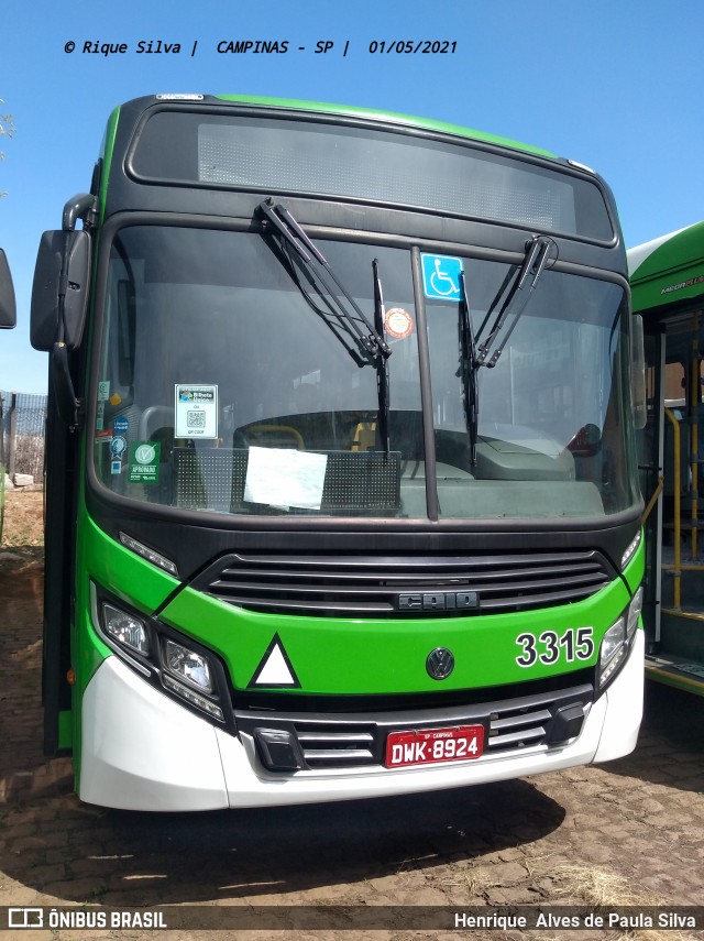 VB Transportes e Turismo 3315 na cidade de Campinas, São Paulo, Brasil, por Henrique Alves de Paula Silva. ID da foto: 9112867.