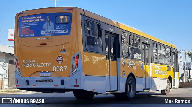 Companhia Carris Porto-Alegrense 0087 na cidade de Porto Alegre, Rio Grande do Sul, Brasil, por Max Ramos. Número da foto: #9115511.