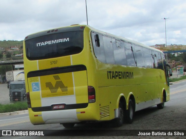 Viação Itapemirim 5707 na cidade de João Monlevade, Minas Gerais, Brasil, por Joase Batista da Silva. ID da foto: 9117412.