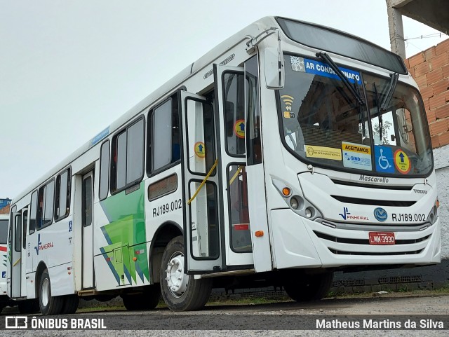 Viação Pinheiral RJ 189.002 na cidade de Pinheiral, Rio de Janeiro, Brasil, por Matheus Martins da Silva. ID da foto: 9123756.