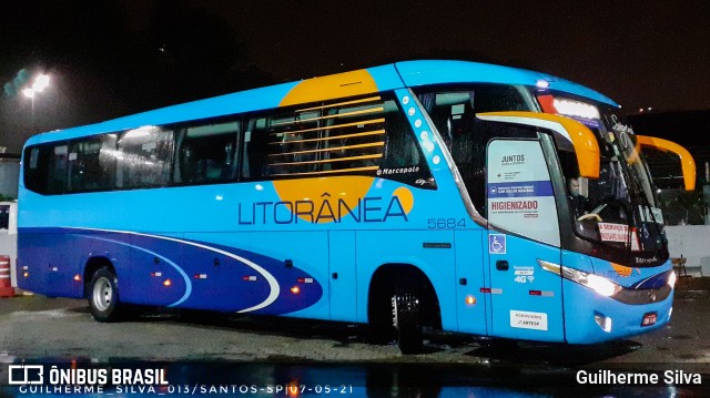 Litorânea Transportes Coletivos 5684 na cidade de Santos, São Paulo, Brasil, por Guilherme Silva. ID da foto: 9046544.