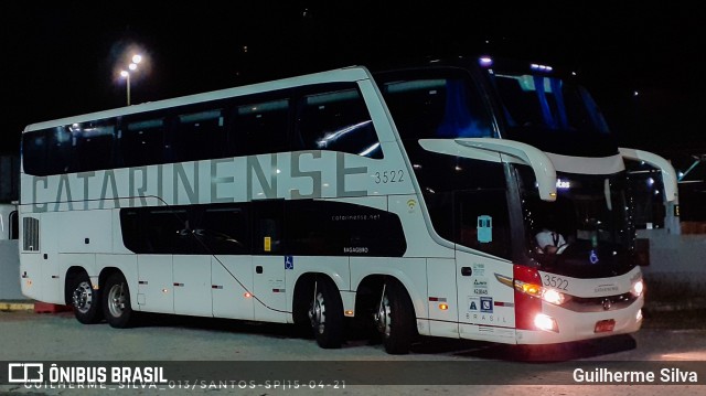 Auto Viação Catarinense 3522 na cidade de Santos, São Paulo, Brasil, por Guilherme Silva. ID da foto: 9045411.