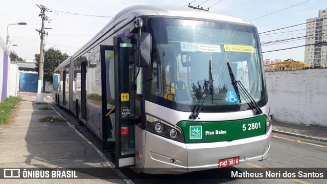 Via Sudeste Transportes S.A. 5 2801 na cidade de São Paulo, São Paulo, Brasil, por Matheus Neri dos Santos. Número da foto: #9129095.