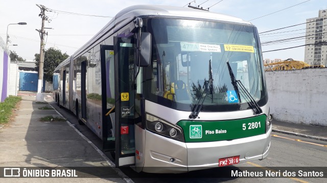 Via Sudeste Transportes S.A. 5 2801 na cidade de São Paulo, São Paulo, Brasil, por Matheus Neri dos Santos. ID da foto: 9129095.