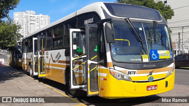 Companhia Carris Porto-Alegrense 0870 na cidade de Porto Alegre, Rio Grande do Sul, Brasil, por Max Ramos. Número da foto: #9048985.