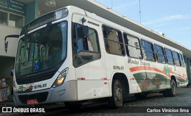 Viação Montes Brancos RJ 196.011 na cidade de Araruama, Rio de Janeiro, Brasil, por Carlos Vinícios lima. ID da foto: 9048495.