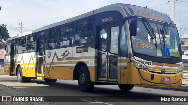 Companhia Carris Porto-Alegrense 0853 na cidade de Porto Alegre, Rio Grande do Sul, Brasil, por Max Ramos. Número da foto: #9064403.