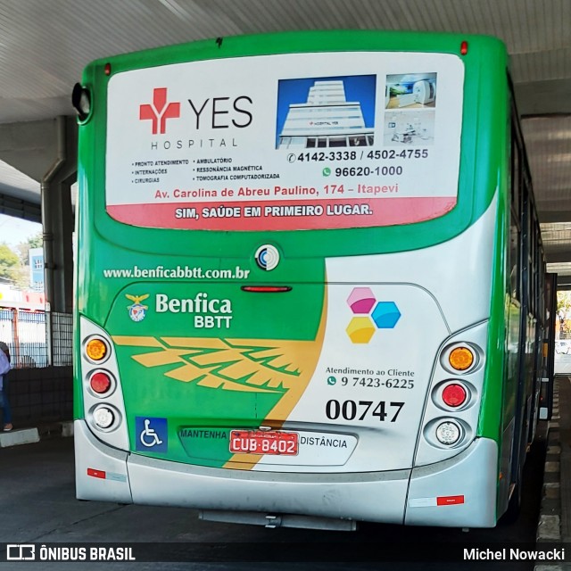 BBTT - Benfica Barueri Transporte e Turismo 00747 na cidade de Jandira, São Paulo, Brasil, por Michel Nowacki. Número da foto: #9131727.