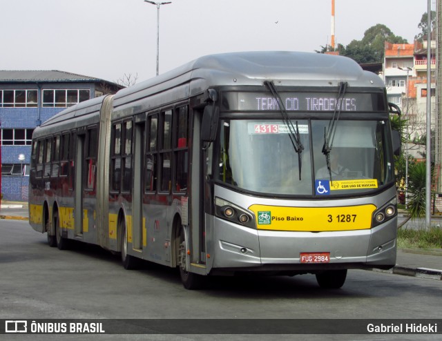 Viação Metrópole Paulista - Zona Leste 3 1287 na cidade de São Paulo, São Paulo, Brasil, por Gabriel Hideki. ID da foto: 9173681.