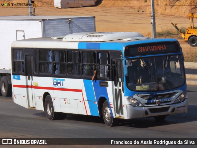 BRT - Barroso e Ribeiro Transportes 114 na cidade de Teresina, Piauí, Brasil, por Francisco de Assis Rodrigues da Silva. ID da foto: 9174372.