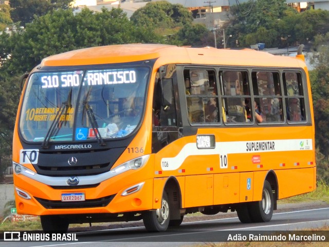 Transporte Suplementar de Belo Horizonte 1136 na cidade de Belo Horizonte, Minas Gerais, Brasil, por Adão Raimundo Marcelino. ID da foto: 9173624.