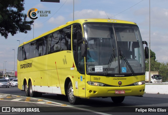 Viação Itapemirim 5869 na cidade de São Paulo, São Paulo, Brasil, por Felipe Rhis Elias. ID da foto: 9174787.