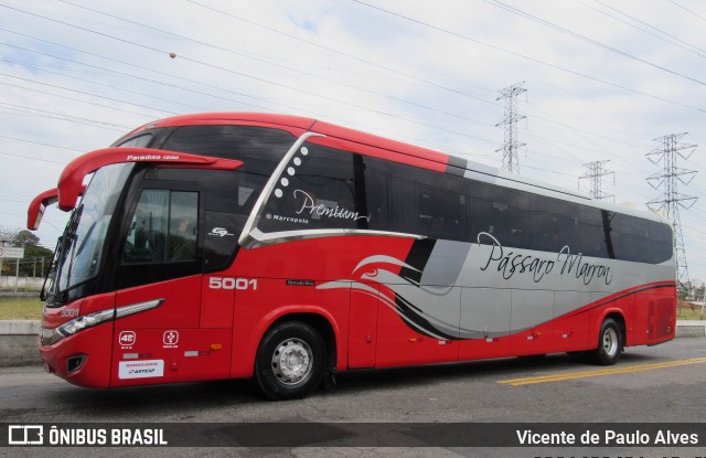 Empresa de Ônibus Pássaro Marron 5001 na cidade de São José dos Campos, São Paulo, Brasil, por Vicente de Paulo Alves. Número da foto: #9176914.