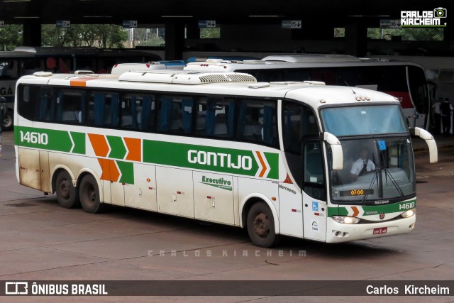 Empresa Gontijo de Transportes 14610 na cidade de Foz do Iguaçu, Paraná, Brasil, por Carlos Kircheim. ID da foto: 9182215.