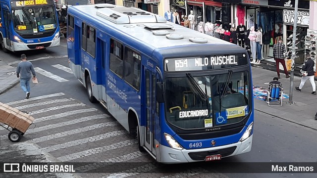 Nortran Transportes Coletivos 6493 na cidade de Porto Alegre, Rio Grande do Sul, Brasil, por Max Ramos. Número da foto: #9180407.