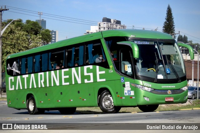 Auto Viação Catarinense 3334 na cidade de Joinville, Santa Catarina, Brasil, por Daniel Budal de Araújo. ID da foto: 9185517.